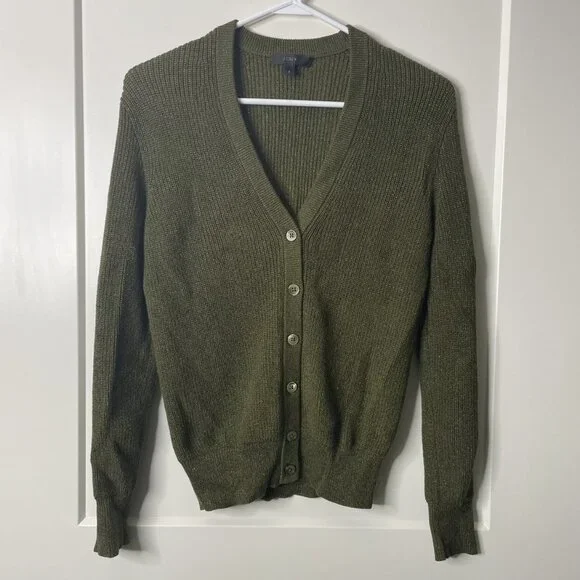 Women’s / Teen’s J. Crew Green Cardigan Sweater Size Small - Picture 2 of 7